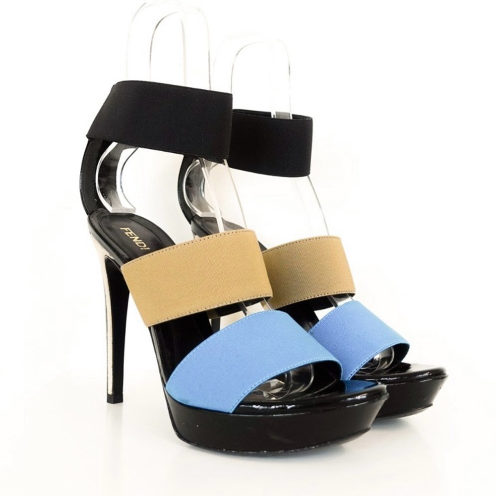Fendi Black and Blue Stiletto Heels with Modern Design